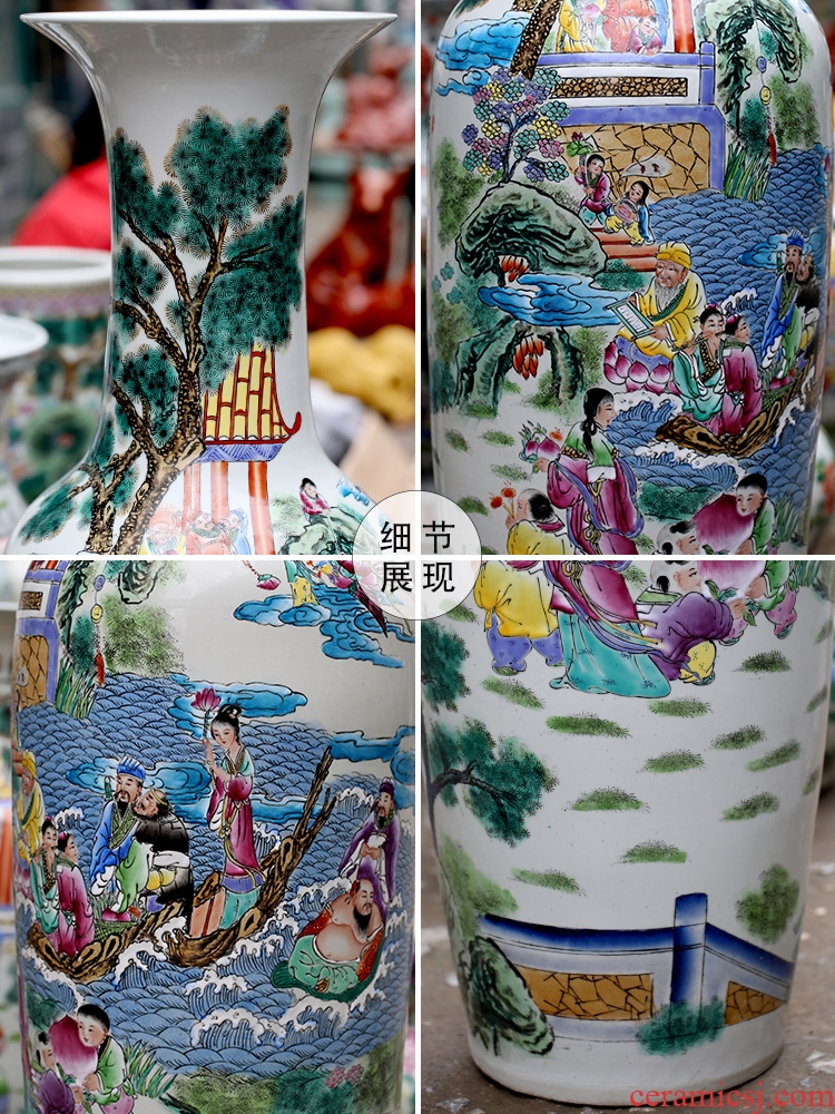 Jingdezhen ceramic vase of large hotels teahouse pastel large sitting room adornment porcelain furnishing articles