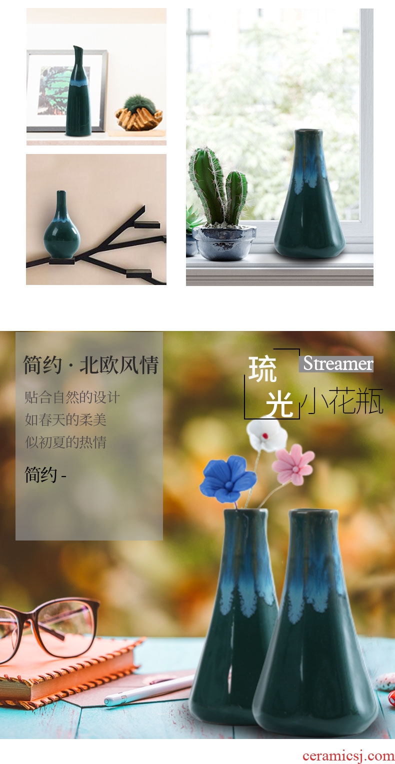 Jingdezhen ceramic vase flower arranging furnishing articles I and contracted sitting room small and pure and fresh Nordic TV ark, adornment