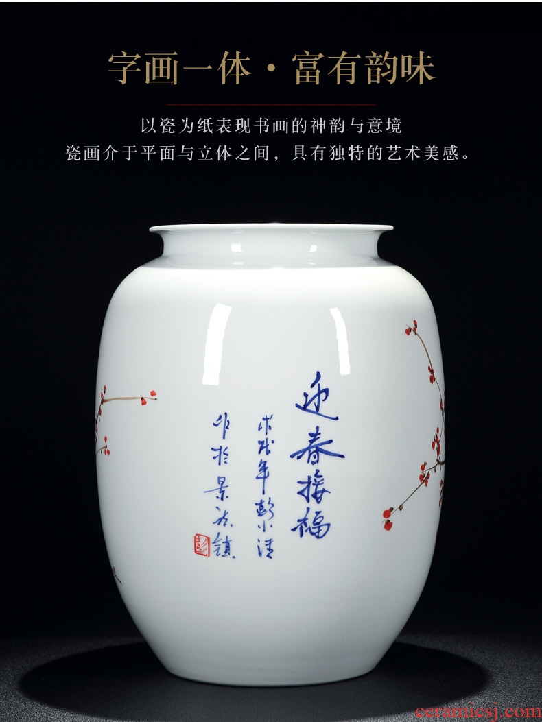 Jingdezhen ceramic hand - made big blue and white porcelain vase furnishing articles sitting room of Chinese style household rich ancient frame flower arranging porcelain decoration - 598599289846