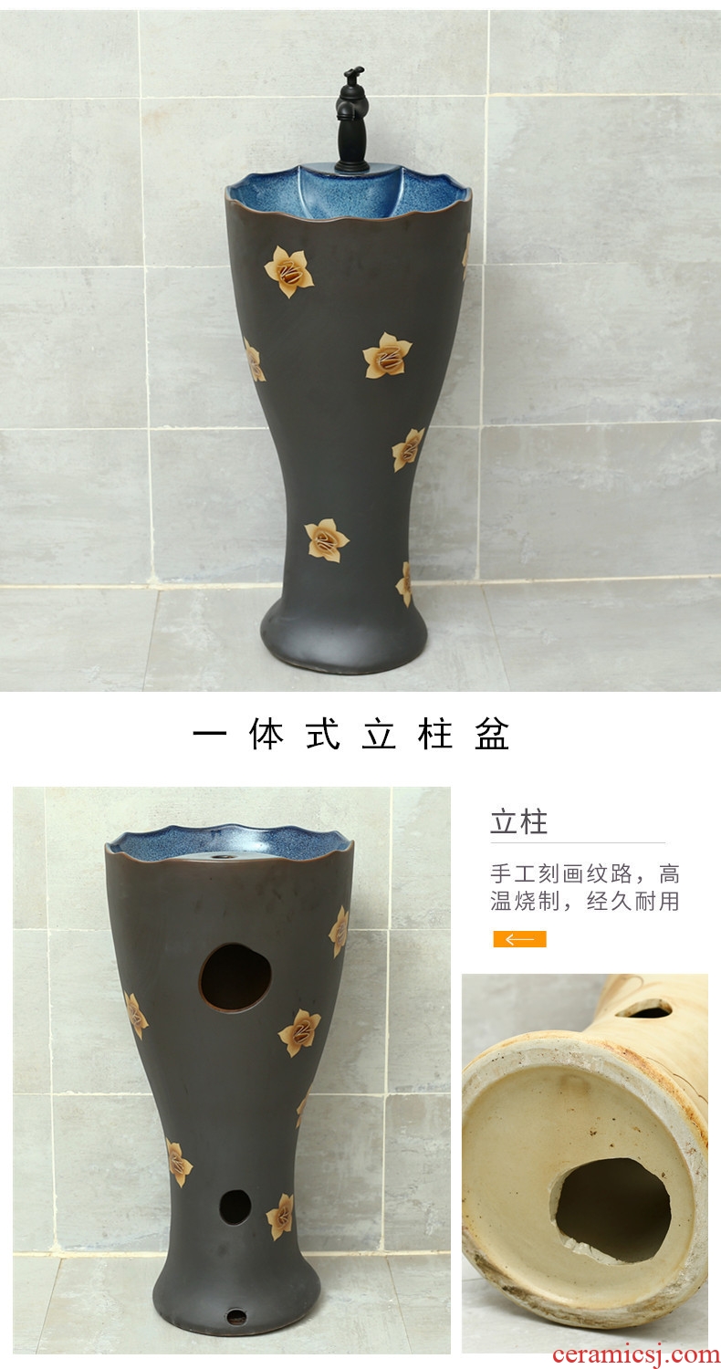 Retro ceramic one pillar lavabo outdoor patio sink household toilet lavatory basin