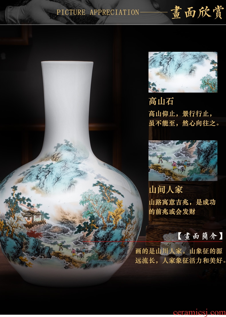 Jingdezhen ceramics green glaze landscape painting and calligraphy tube quiver scroll cylinder large vases, study of office furnishing articles - 596396620335