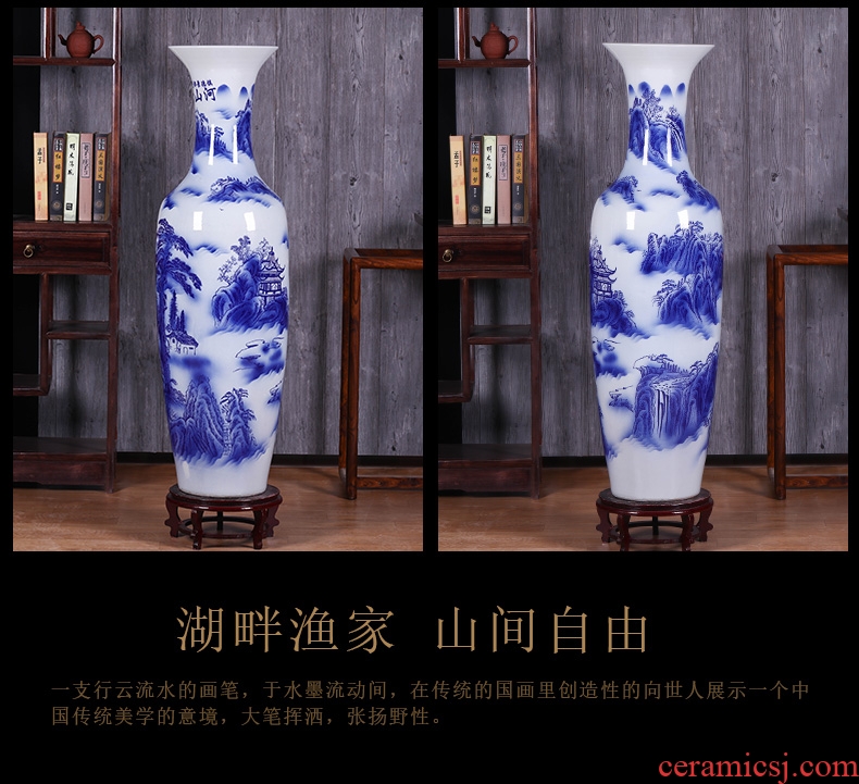 Jingdezhen creative art of I and contracted dried flowers flower arrangement of large ceramic vases, soft outfit example room decoration - 584815674446