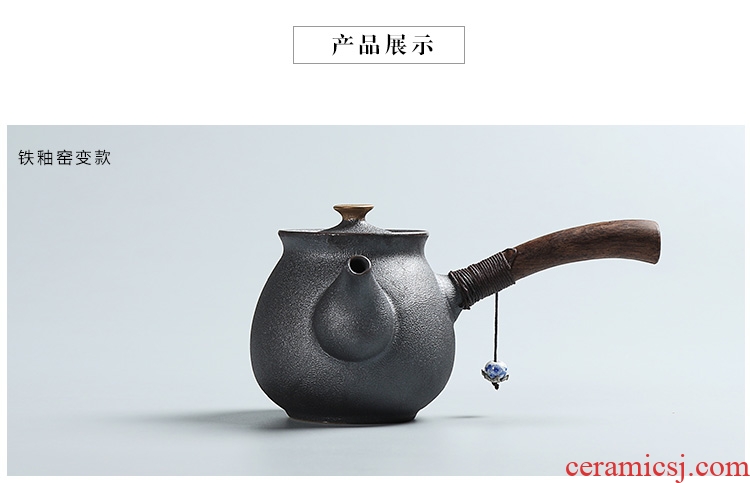 Side as the of your up kung fu tea set ceramic teapot single pot of ebony handle Side filtration pot of the pot of single pot