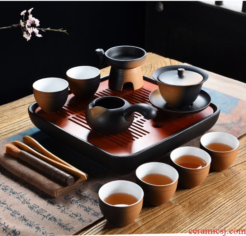 Beauty cabinet household contracted teapot ceramic kung fu tea set office dry tea cups of Japanese tea tray was small tea table