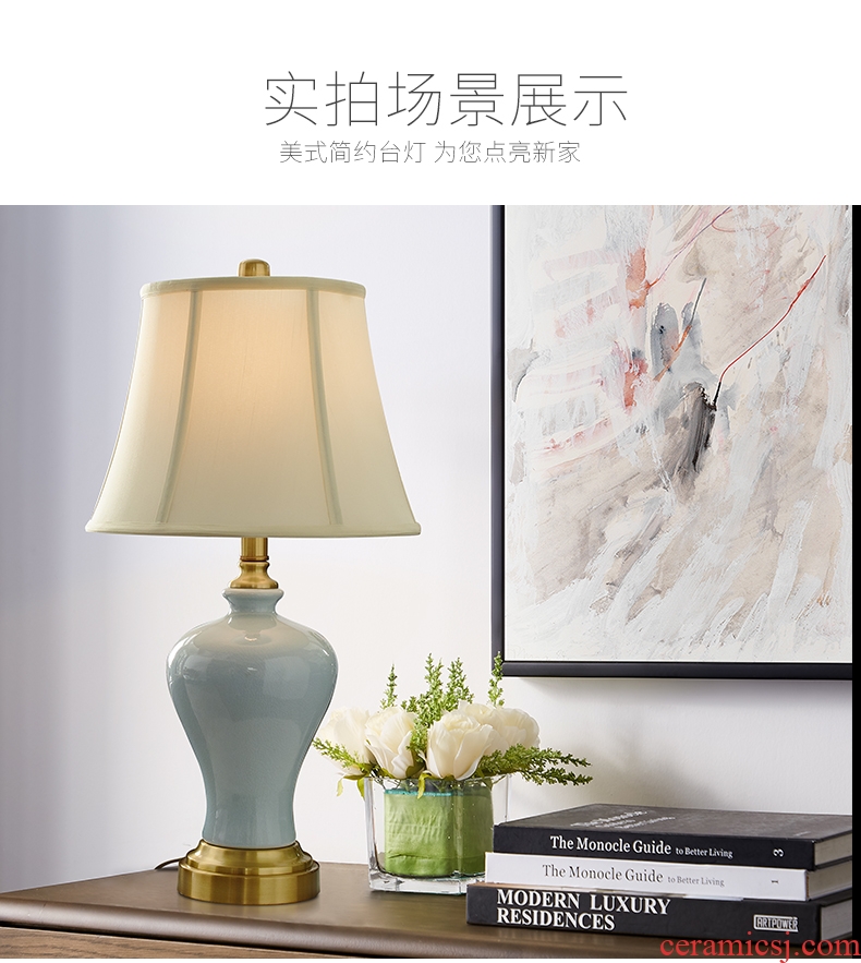 American desk lamp bedside lamp is contracted and contemporary bedroom lamp light the luxury of jingdezhen ceramic ice crack sweet marriage