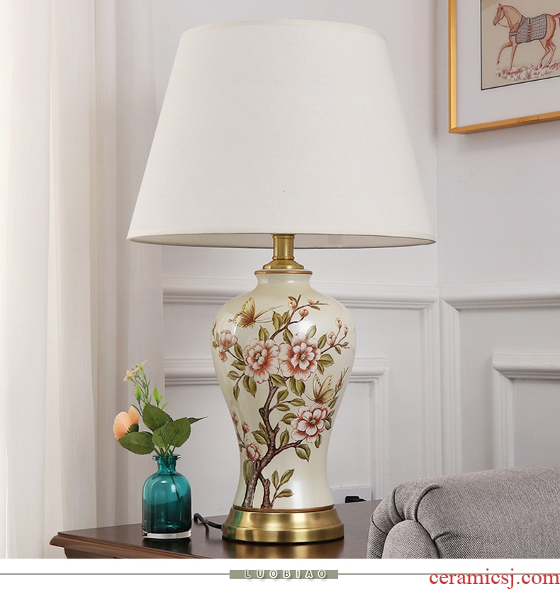 The Desk lamp of bedroom the head of a bed lamp, I and contracted creative new Chinese style living room warm and romantic home adjustable light ceramic lamp