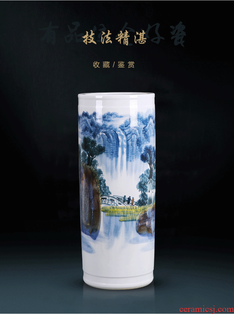 Jingdezhen ceramic of large vases, antique hand - made famille rose blooming flowers, goddess of mercy bottle of large vase - 591909522275