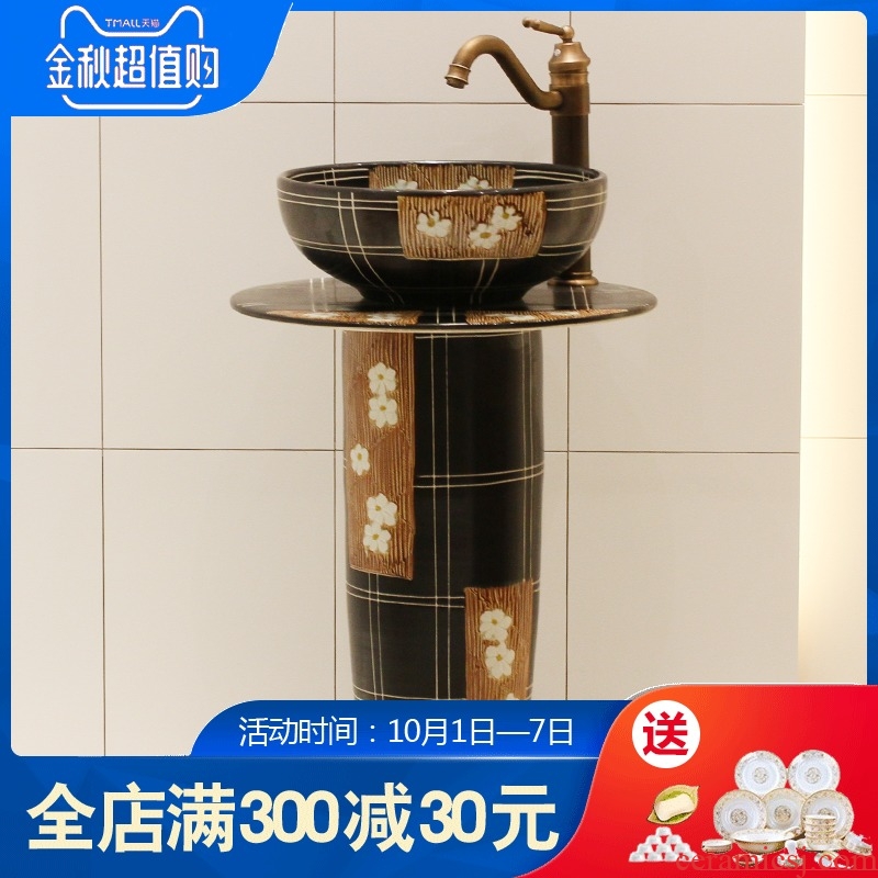 Jingdezhen ceramic art pillar sink basin bathroom sinks the basin that wash a face water basin to restore ancient ways
