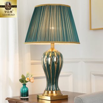 European bedside table lamp creative American romantic and warm bedroom light remote control home sitting room key-2 luxury ceramic lamps and lanterns