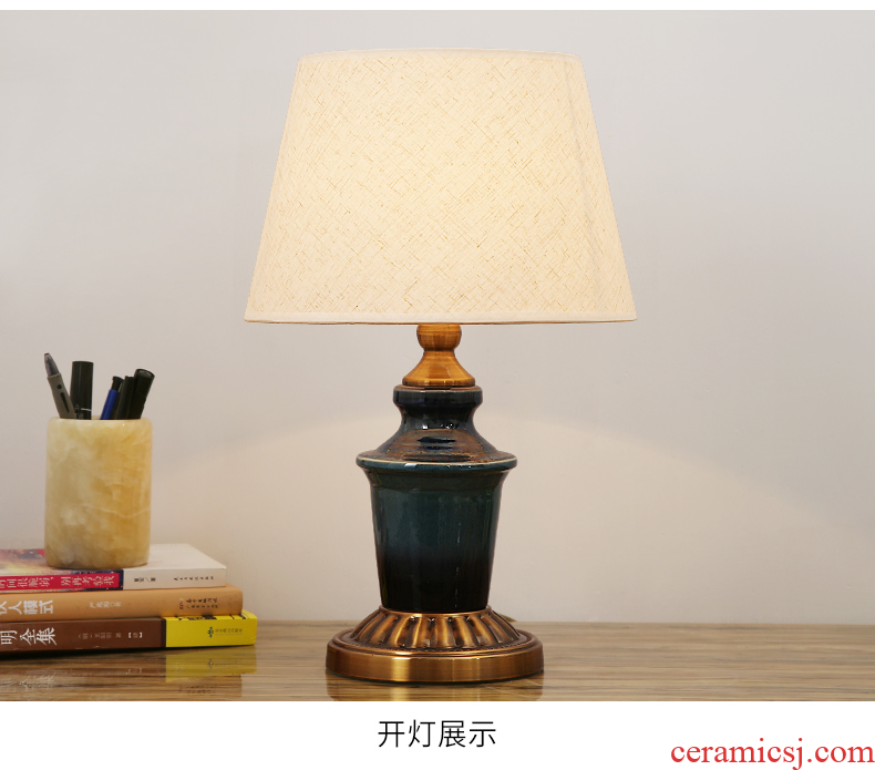 Married married the desk lamp of bedroom the head of a bed lamp American creative living room lamp light the luxury of ceramic cloth art adornment lamps and lanterns