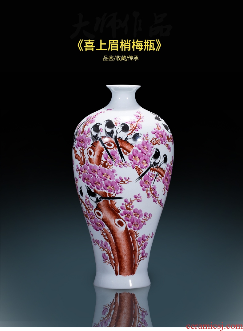 Jingdezhen famous master hand made lotus ceramics vase furnishing articles of new Chinese style decorates porch sitting room big furnishing articles