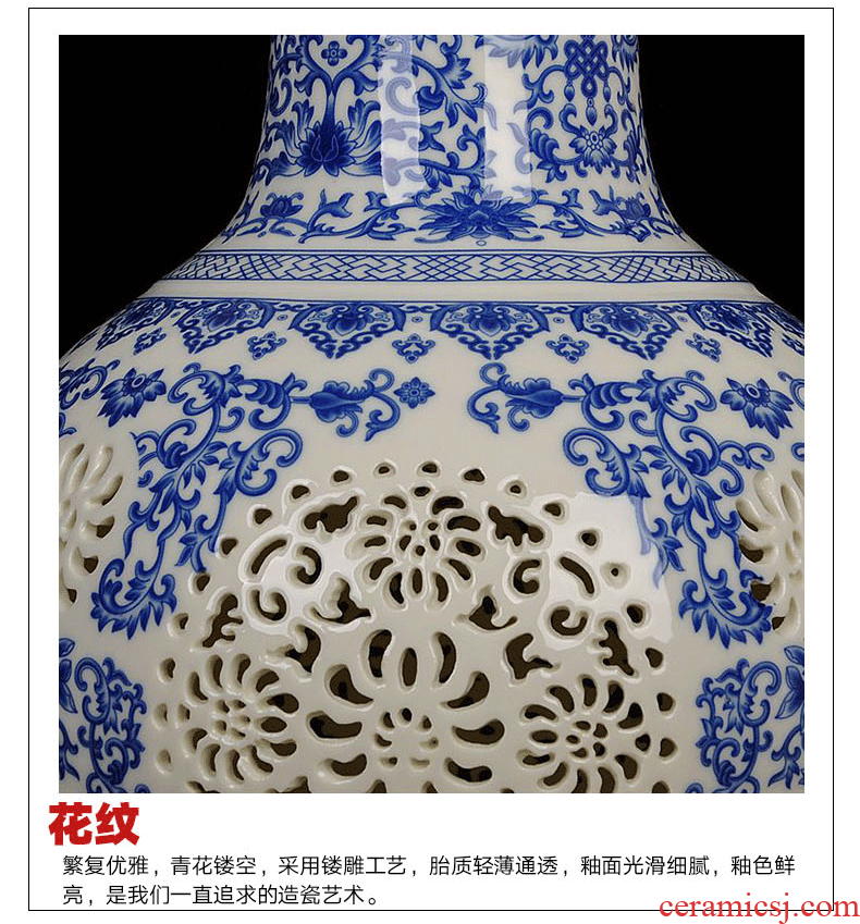 New Chinese style household jingdezhen ceramic decorative vase furnishing articles large sitting room porch flower arranging, porcelain decoration - 535863777714