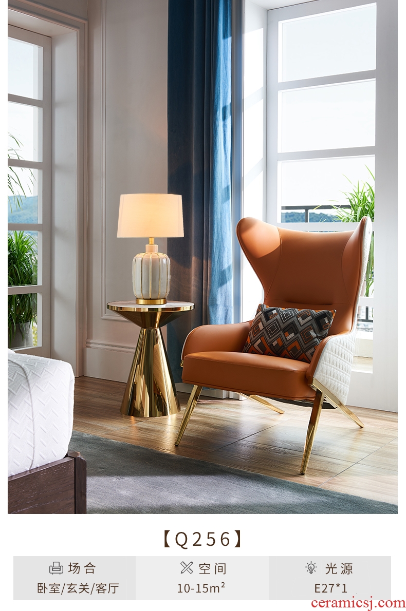 American whole copper bedroom living room berth lamp study household light luxury european-style ceramics decoration simple atmospheric lamps and lanterns