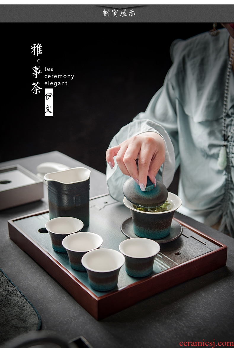 Evan ceramic kung fu tea sets contracted tureen tea cups of a complete set of Japanese office home tea gift box