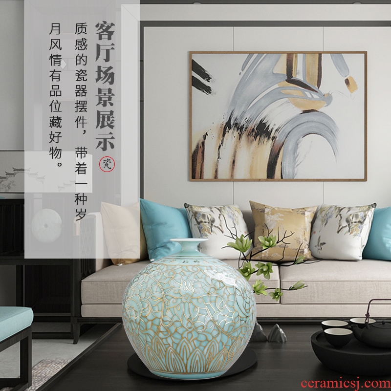 The Master of jingdezhen ceramics hand - made paint shadow blue bottle of flower arranging Chinese style household furnishing articles sitting room porch decoration