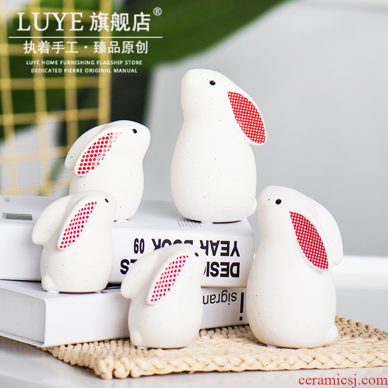 Zakka of a small rabbit animal ceramic furnishing articles express cartoon creative household adornment ornament gift