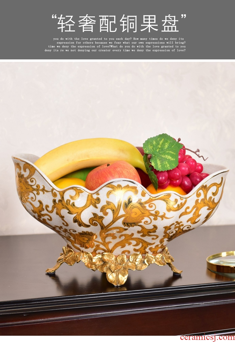 Murphy American light luxury classical painting ceramics with copper big fruit bowl basin of contemporary sitting room home furnishing articles of dried fruit