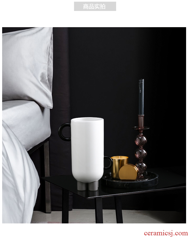 BEST WEST geometric creative ceramic vase soft adornment ornament light key-2 luxury furnishing articles sample room sitting room porcelain