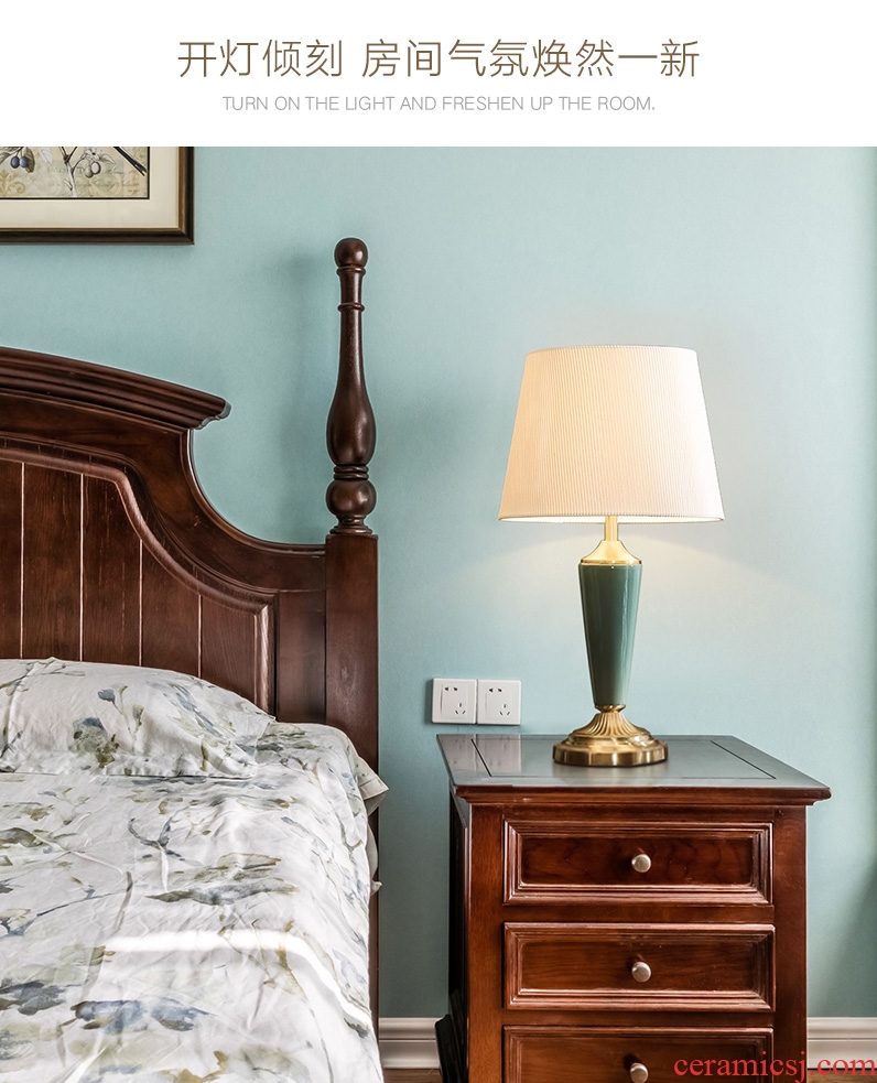 Doren American desk lamp I and contracted Nordic light much originality of bedroom the head of a bed full of copper ceramic desk lamp sitting room study