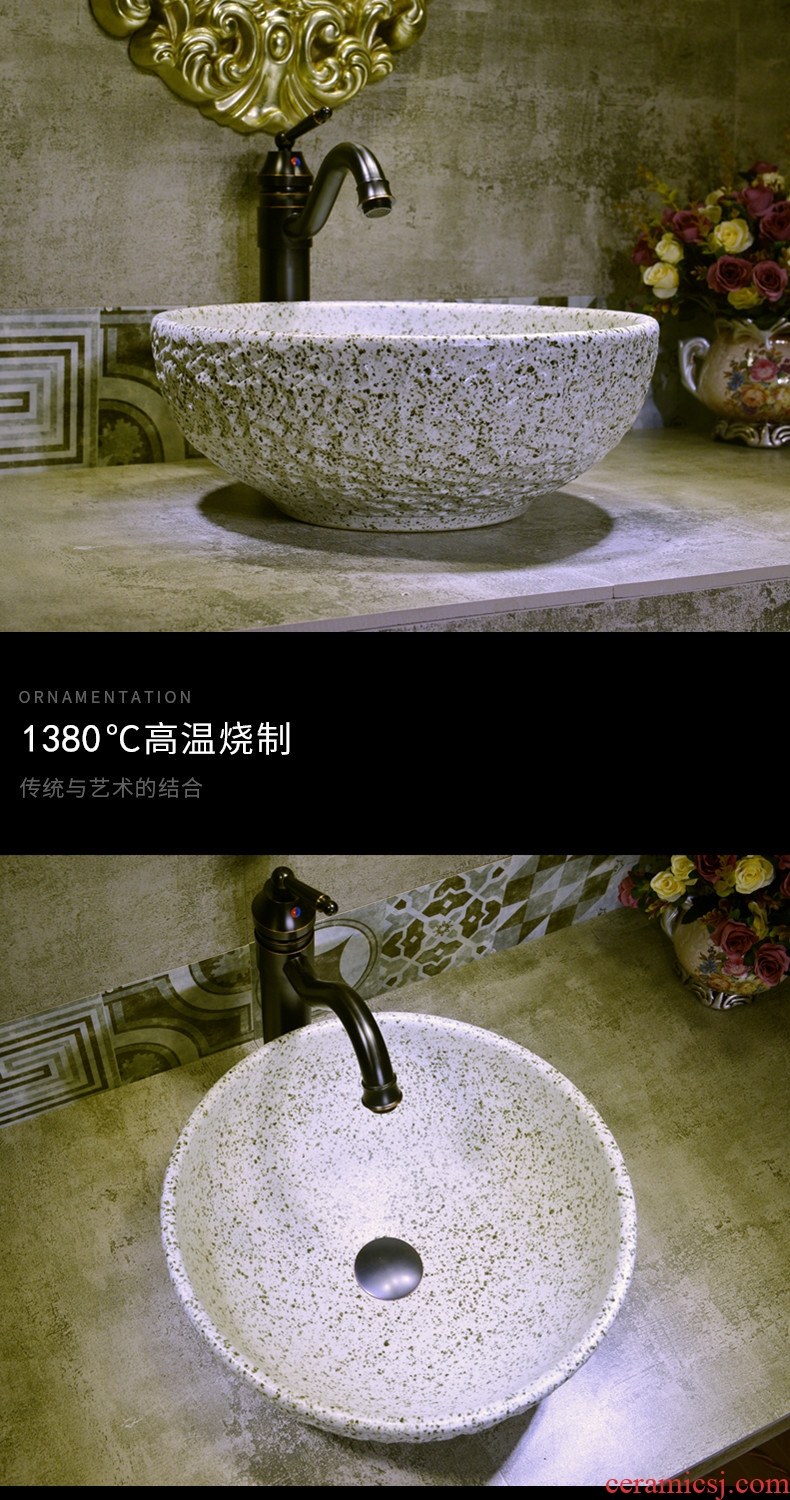 Jingdezhen ceramic art on the stage basin bathroom creative restoring ancient ways round the sink on the basin that wash a face large 40 cm