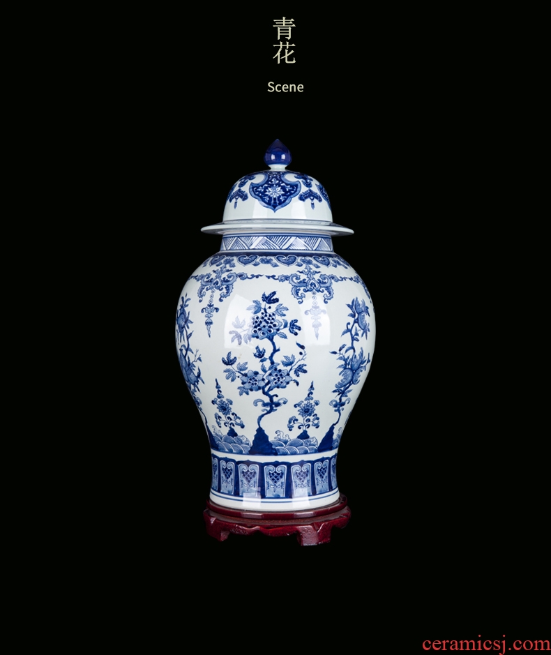 Jingdezhen ceramic Chinese American landing big vase sitting room place large European modern decoration - 18827589458