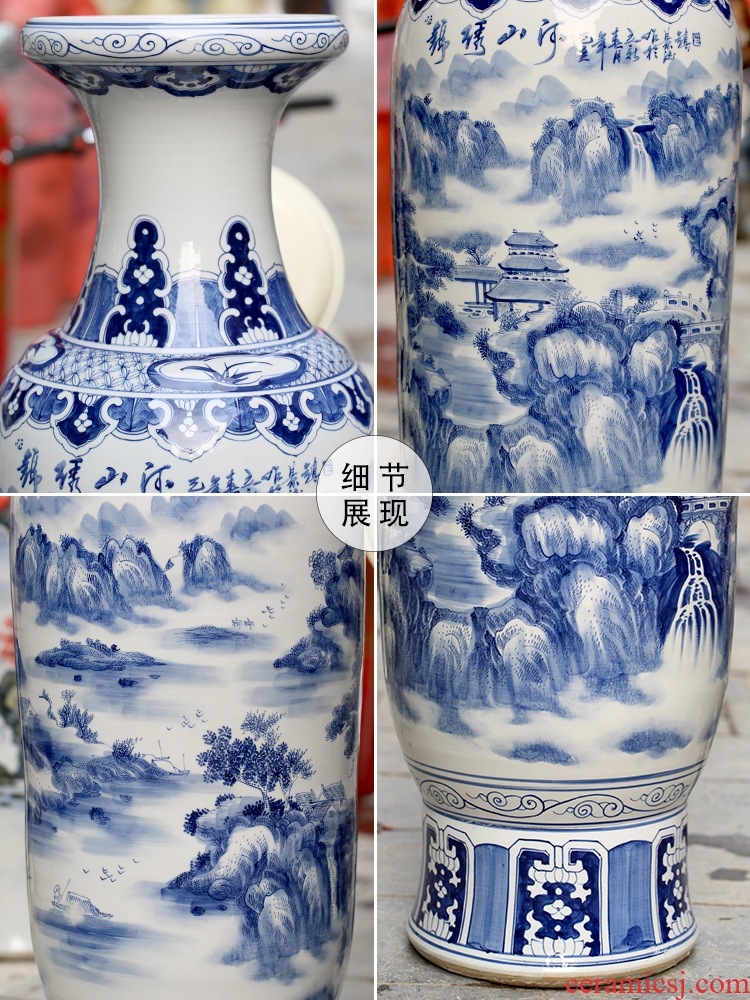 Jingdezhen hand - made porcelain decoration large sitting room of large vase flower arranging hotel opening gift porcelain furnishing articles