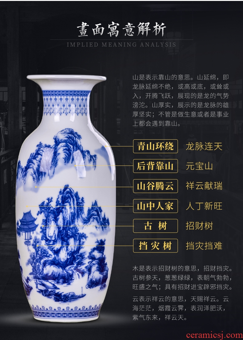 Jingdezhen ceramics vases, antique blue and white porcelain flower arranging new sitting room of Chinese style household act the role ofing is tasted furnishing articles TV ark