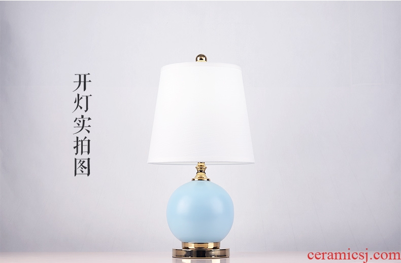 Light luxury american-style lamp decoration ceramics art design and contemporary and contracted copper whole sitting room the bedroom of the head of a bed sitting room lamps and lanterns