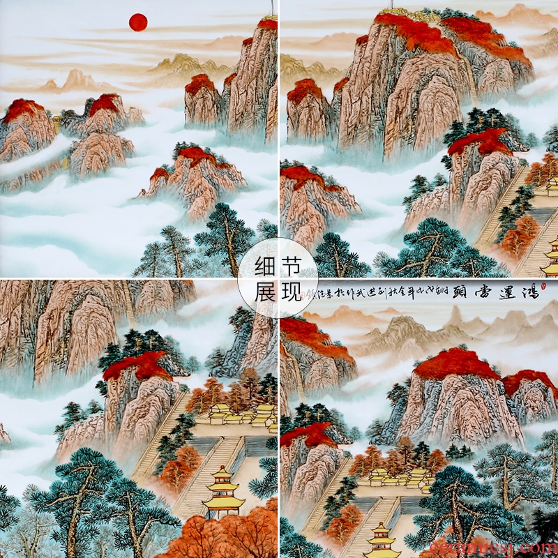 Porch light decoration key-2 luxury sitting room of Chinese style corridor murals jingdezhen hand - made porcelain plate painting hangs a picture hanging screen Porch