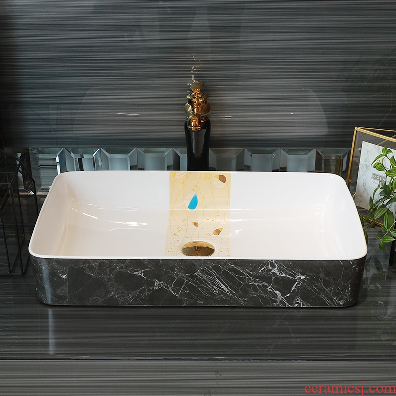 Contracted on the ceramic bowl lavatory square black marble basin of household toilet lavabo art