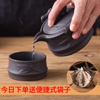 Single purple crack cup small portable a pot of a simple and easy to receive the ceramic tea set office make tea