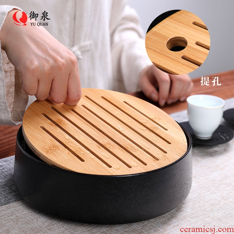 Imperial springs ceramic circular water tea tray was dry tea home small office Japanese bamboo kung fu tea saucer