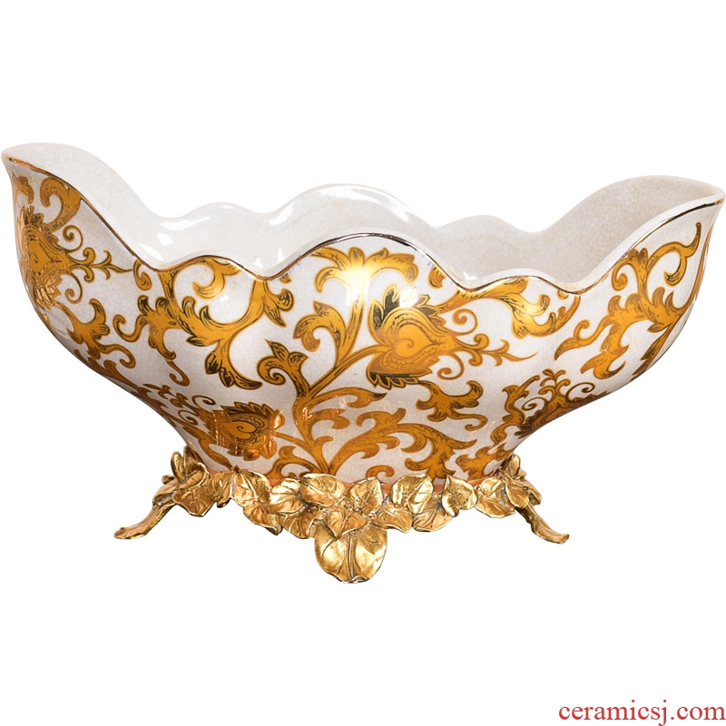 Murphy American light luxury classical painting ceramics with copper big fruit bowl basin of contemporary sitting room home furnishing articles of dried fruit