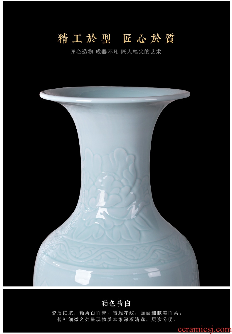 Jingdezhen ceramics hand - made pastel archaize floor hotel opening Chinese style living room big vase office furnishing articles - 599894190621