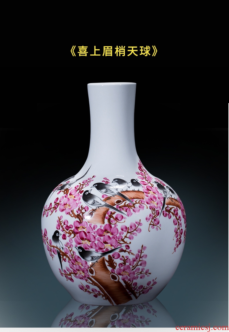 Jingdezhen famous master hand made lotus ceramics vase furnishing articles of new Chinese style decorates porch sitting room big furnishing articles