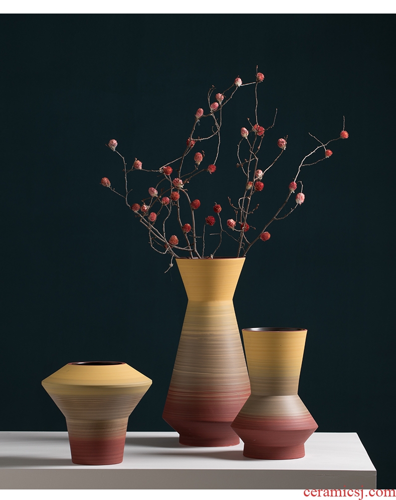 Antique hand - made porcelain of jingdezhen ceramics youligong double elephant peach pomegranate flower vase decoration - 591231526232
