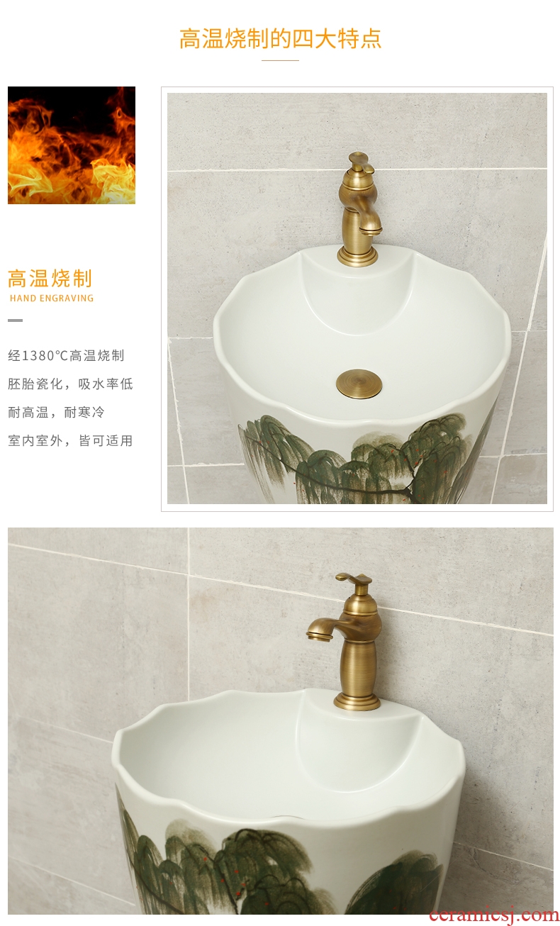 Ceramic column basin one - piece is suing household balcony sink floor toilet lavatory toilet home stay facility