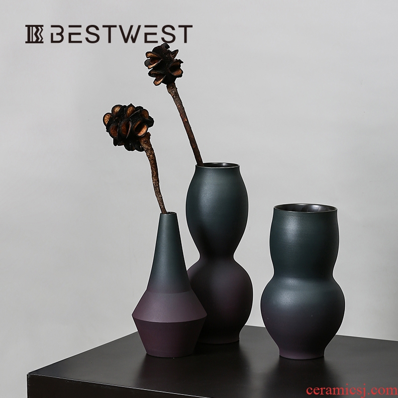 BEST WEST designer ceramic vase furnishing articles example room living room large vase soft light key-2 luxury decoration