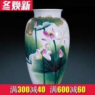 Jingdezhen famous master hand made lotus ceramics vase furnishing articles of new Chinese style decorates porch sitting room big furnishing articles
