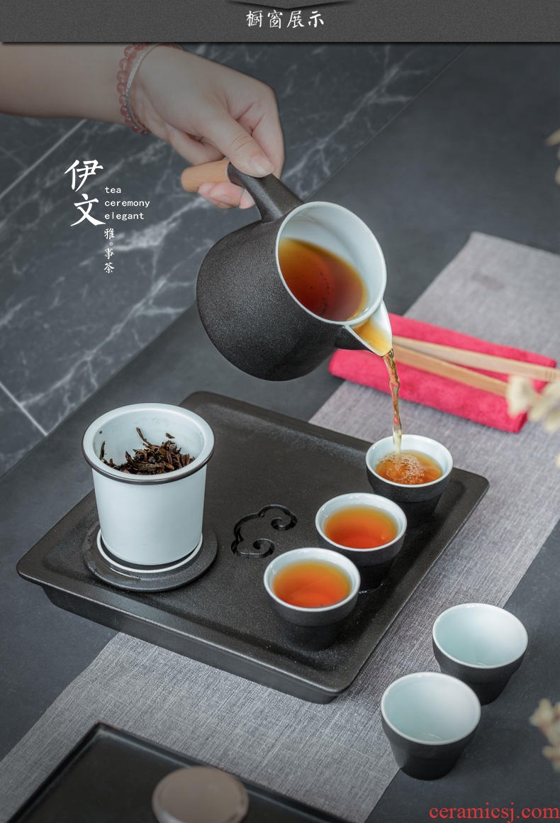 Even household ceramics kung fu tea set office teapot tea tray of a complete set of gift box packed in a pot of five cups