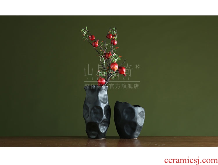 Large tree leaf veins carved creative arts vase Nordic sitting room geometry origami ceramic flower arranging dried flowers floral outraged - 569784525329