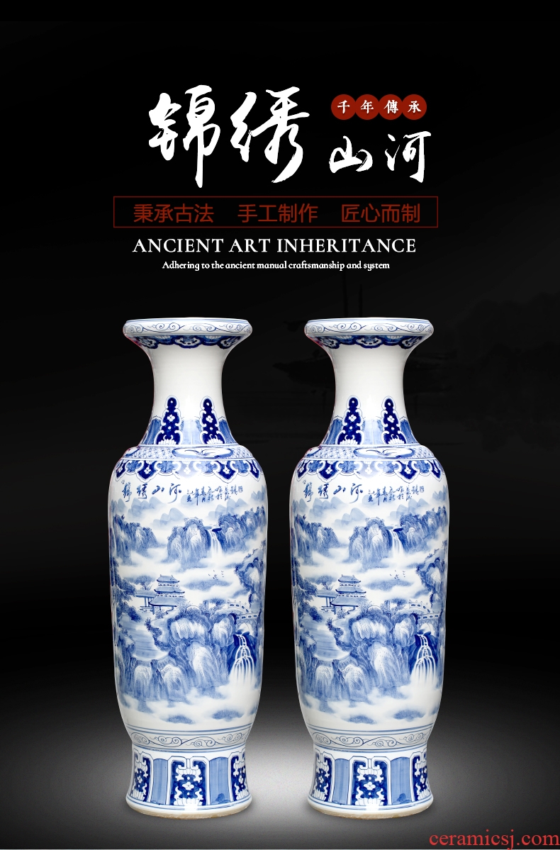 Jingdezhen hand - made porcelain decoration large sitting room of large vase flower arranging hotel opening gift porcelain furnishing articles