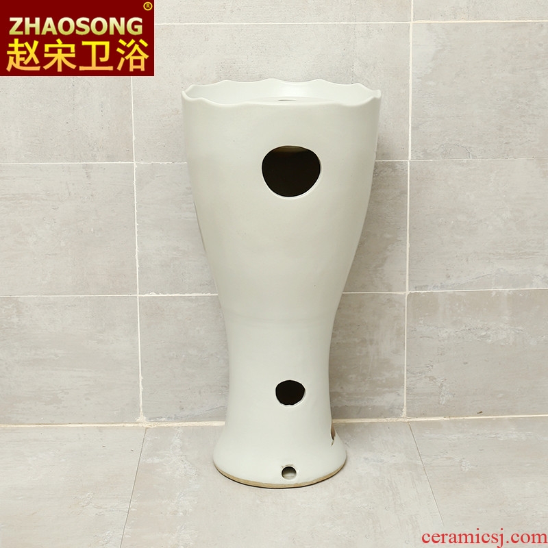 Ceramic column basin one-piece outdoor household balcony sink floor toilet lavatory toilet home stay facility