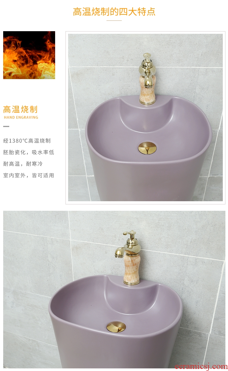 Ceramic column basin Nordic pure color floor pillar lavabo lavatory one-piece household sink basin
