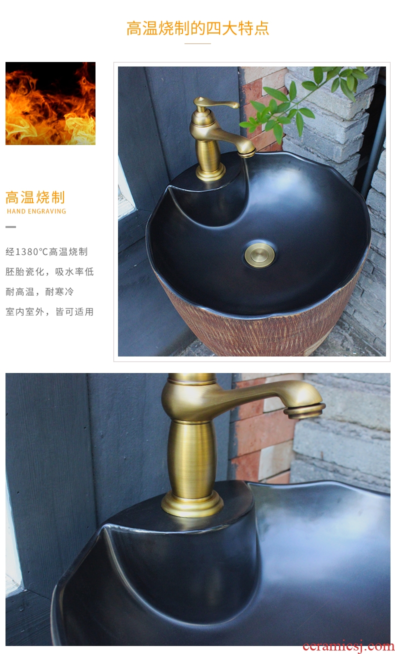 Ceramic floor type restoring ancient ways is a whole sink home pillar sink basin sinks the court outdoor balcony