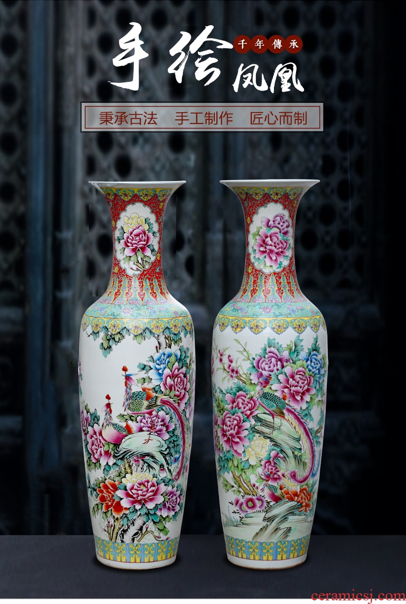 Jingdezhen ceramic vase of large sitting room porch villa Chinese zen dry flower, flower POTS to restore ancient ways furnishing articles - 586319364316