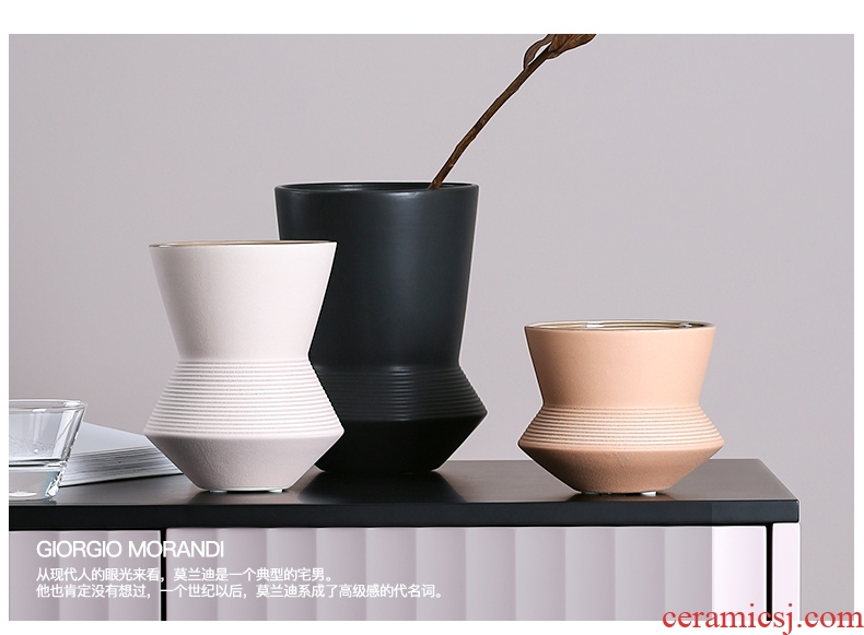 BEST WEST morandi creative ceramic vase color soft decoration light key-2 luxury furnishing articles sitting room dry flowers in the vase
