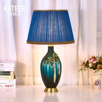 American colored enamel key-2 luxury villa living room big lamp pure copper contracted creative decorative porcelain lamp of bedroom the head of a bed