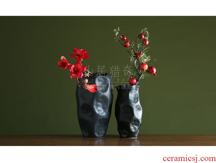 Large tree leaf veins carved creative arts vase Nordic sitting room geometry origami ceramic flower arranging dried flowers floral outraged - 569784525329