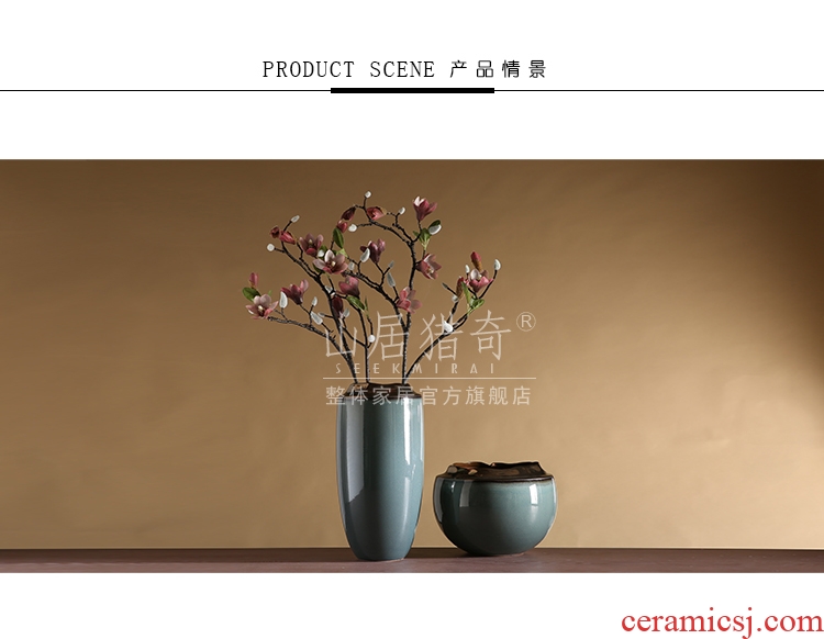 Ground vase large rural Chinese style restoring ancient ways is inserted dried flowers coarse pottery sitting room hotel villa clay ceramic furnishing articles - 540017373358